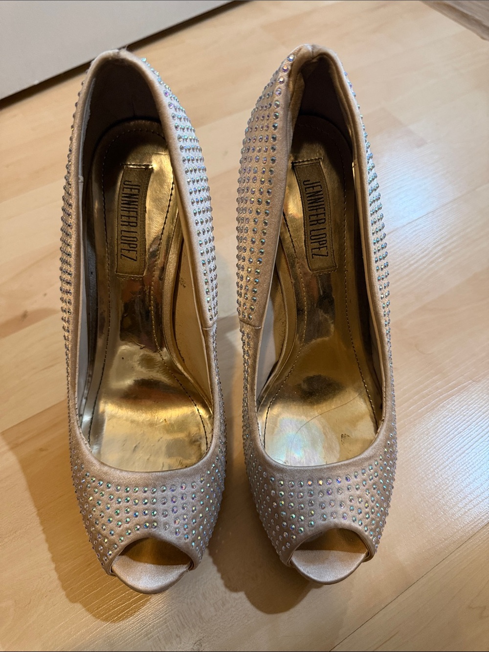 Jennifer Lopez Blush Crystal Peep-Toe Pumps